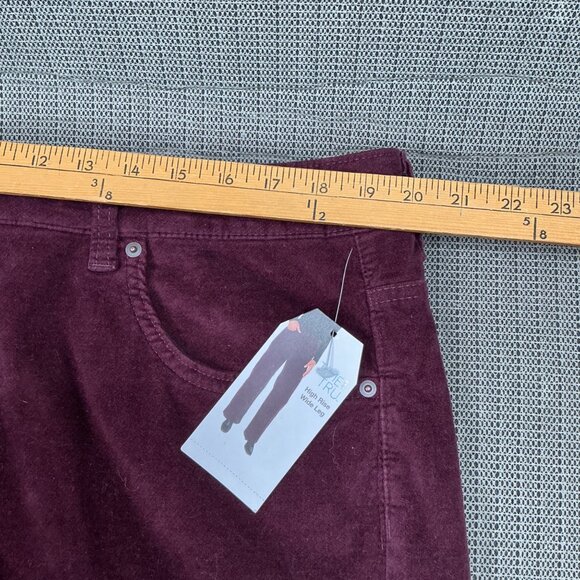Time And Tru Womens Size 20 Burgundy Wine Velvet Wide Leg Pants - Picture 5 of 12
